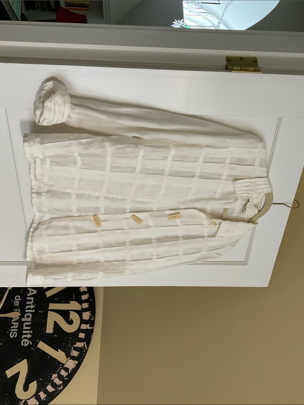 vintage linen blend textured button up top